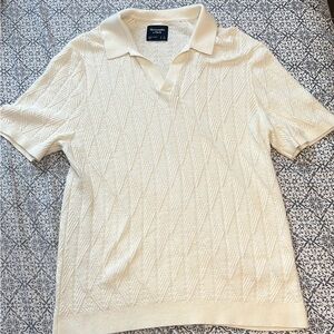 Abercrombie & Fitch Textured Cream Polo Shirt